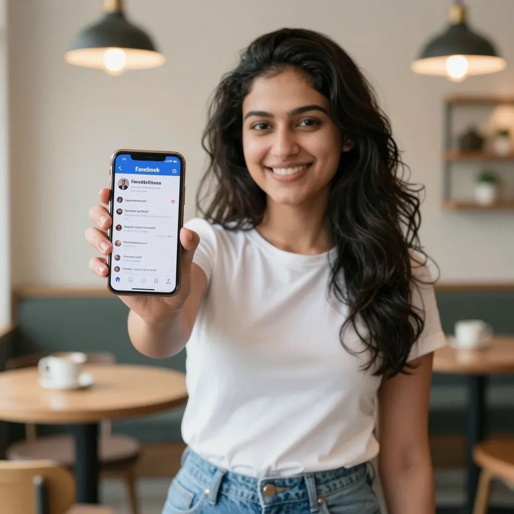 Woman promoting Facebook page growth